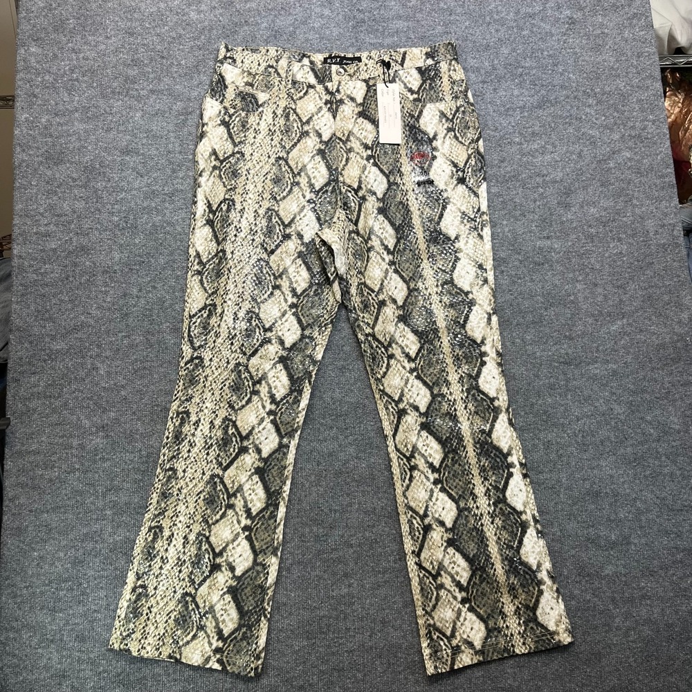 Revolt RVT Snake‎ Skin Pants Women's 20 Animal Print Straight Leg - 36X31.5 NWT